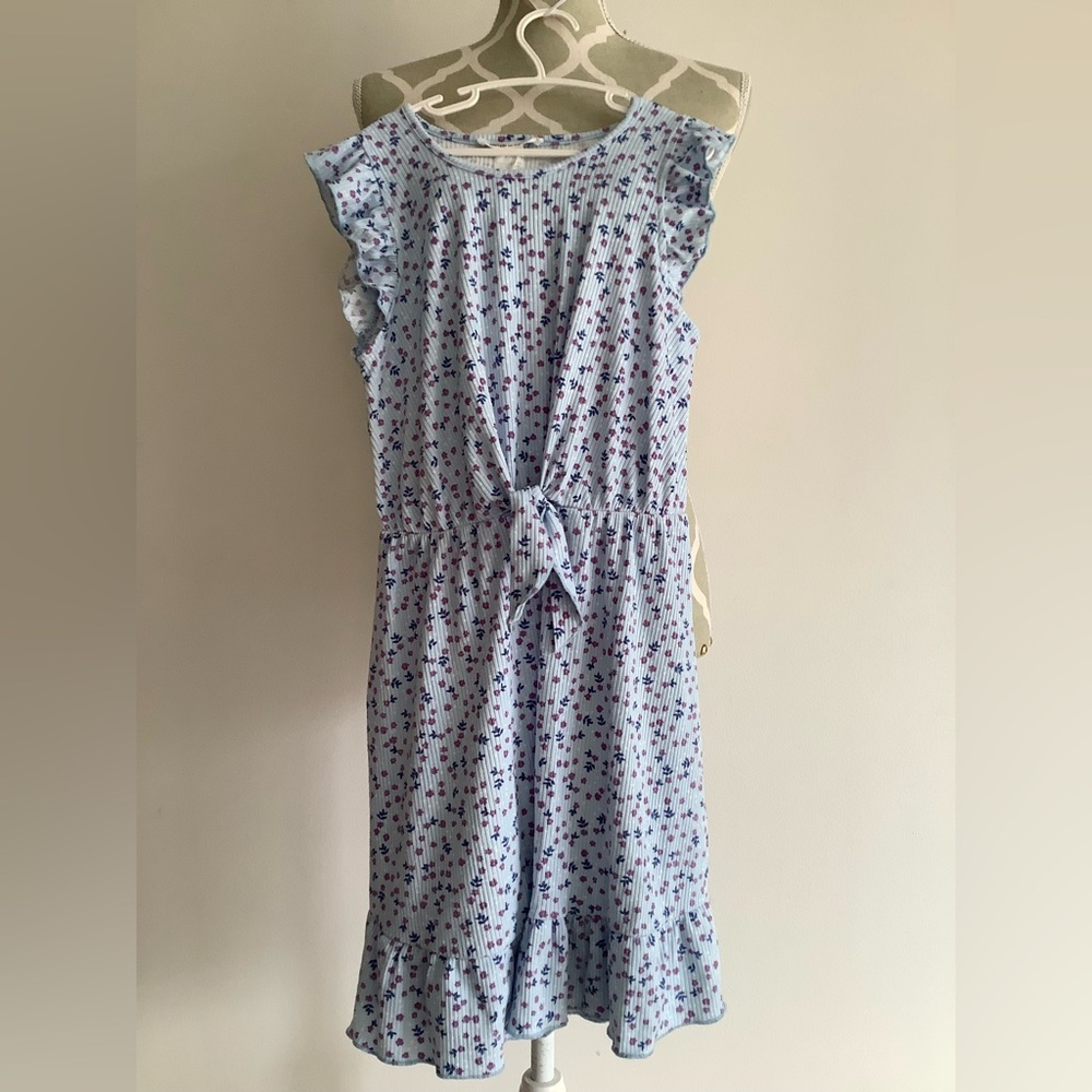 Caution To The Wind Blue Floral Kids Dress